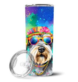 Schnauzer Hippie Dawg Stainless Steel Skinny Tumbler Vacuum Double Walled Reusable Insulated Tumbler Travel Cup for Coffee Cocktails Gift with Li