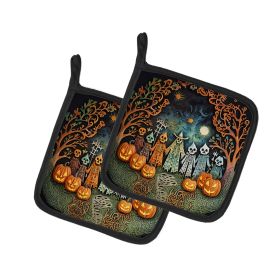 Papel Picado Skeletons Spooky Halloween Pair of Pot Holders Kitchen Heat Resistant Pot Holders Sets Oven Hot Pads for Cooking Baking BBQ