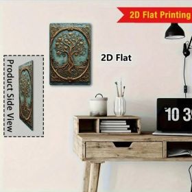 CIFbuy Vintage Tree Of Life Metal Wall Art, Turquoise Blue Golden Heart 2D Flat Metal Sign, 8x12in Waterproof Pre-Drilled Home Decor TikTok, TikT (Option: defaulttitle)