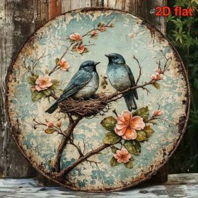 CIFbuy 1pc Vintage Bird Nesting Wall Decor 8x8in, "" Decor 8x8in, Round Sign Spring Birds Nest Plaque Frameless HangingTikTok, TikTok, Self-picku (Option: defaulttitle)