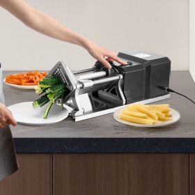 Electric French Fry Cutter Stainless Steel Vegetable Chopper With 3 Blades (Option: Black)