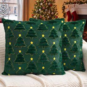Christmas Pillow Covers 18x18 Set Of 2, Green Winter Home Decor (Option: Green)