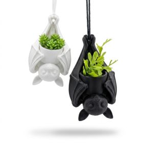 Halloween Hanging Bat Planter, 3D Printed Gothic Bat Flower Pot For Succulents Air Plants, Spooky Hanging Plant Holder For Indoor Outdoor Home De (Option: Black-PLA)
