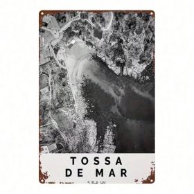 CIFbuy Vintage Spanish Tossa De Mar Metal Sign 8x12 Inch Retro Black & White Tin Plaque, Durable 2D Flat Wall Decor For Bar Bedroom Kit TikTok, T (Option: defaulttitle)