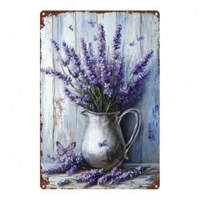 CIFbuy Vintage Lavender Butterfly 2D Metal Wall Art, French Country Farmhouse Decor, Antique Iron Plaque Sign For Hom IkTok, IkTok, Cor Self-reck (Option: defaulttitle)
