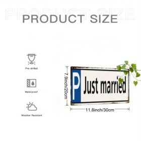 CIFbuy Retro Just Married 2D Flat Iron Sign, Vintage Handcrafted Metal Wall Decor Plaque, Creative Wedding Anniversary Gift, 7.87x11.81 TikTok, T (Option: defaulttitle)